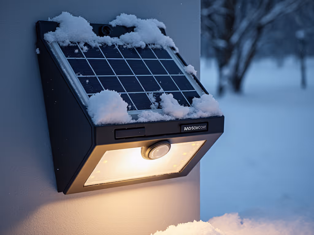 winter_solar_light_performance_showing_snow-covered_panel_and_dimmed_light