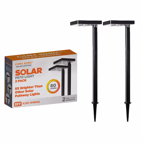 Gama Sonic Contemporary Black Square Solar Garden Light (2-Pack)